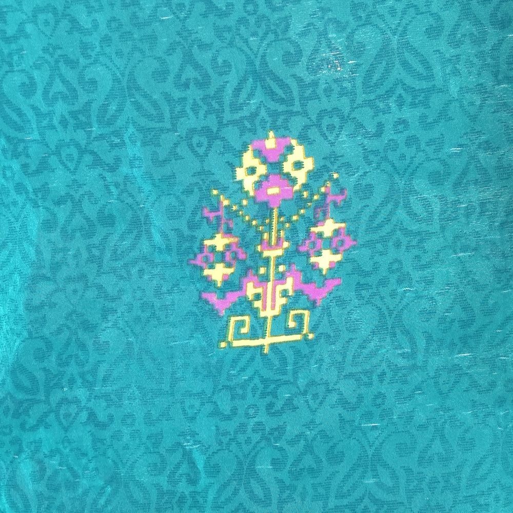 Darn Good Yarn Vibrant Teal Purple Square Rhinestone Bandana Scarf Made In India - Picture 9 of 12